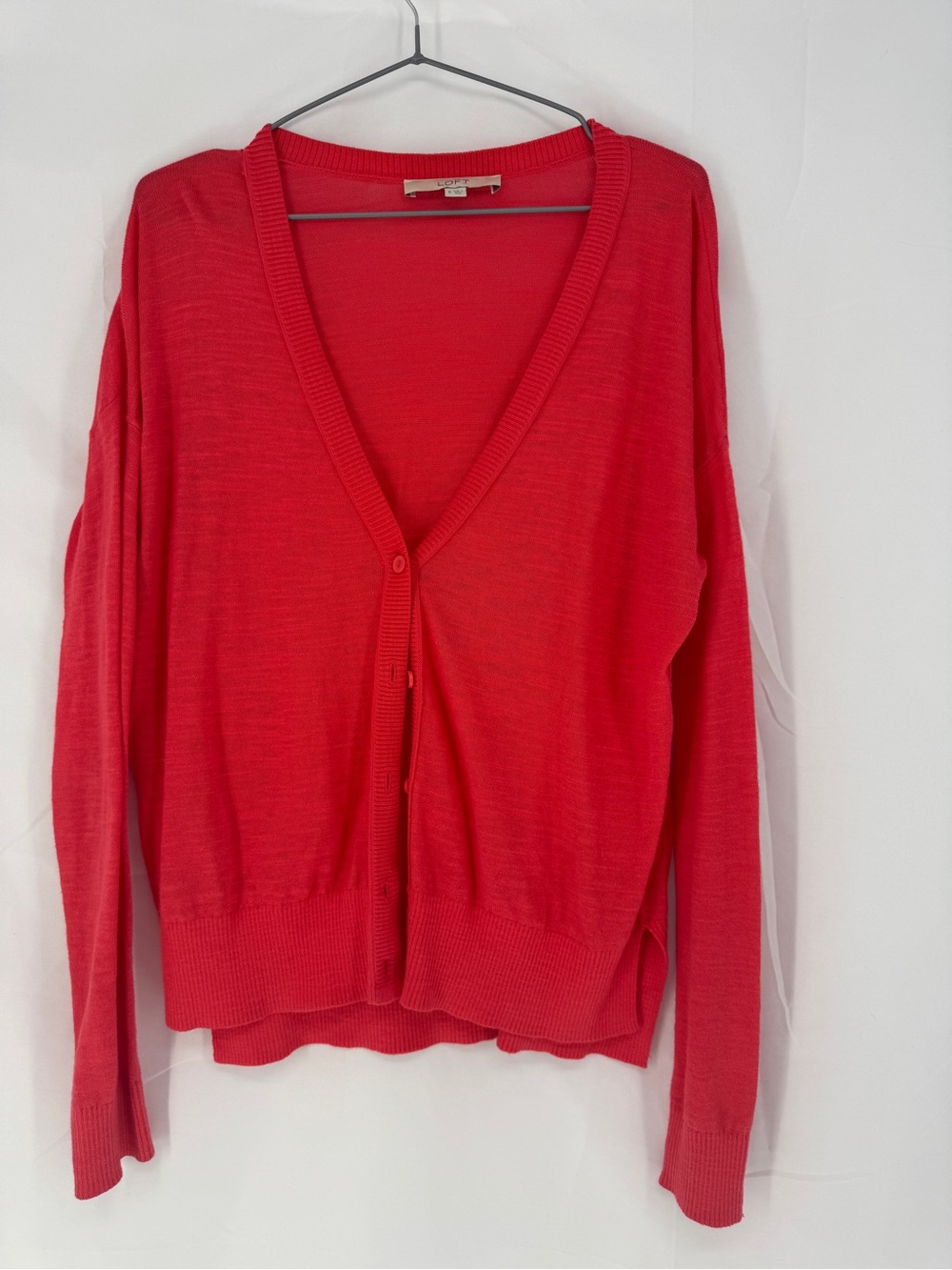 LOFT Coral V-Neck Button Cardigan 0033
